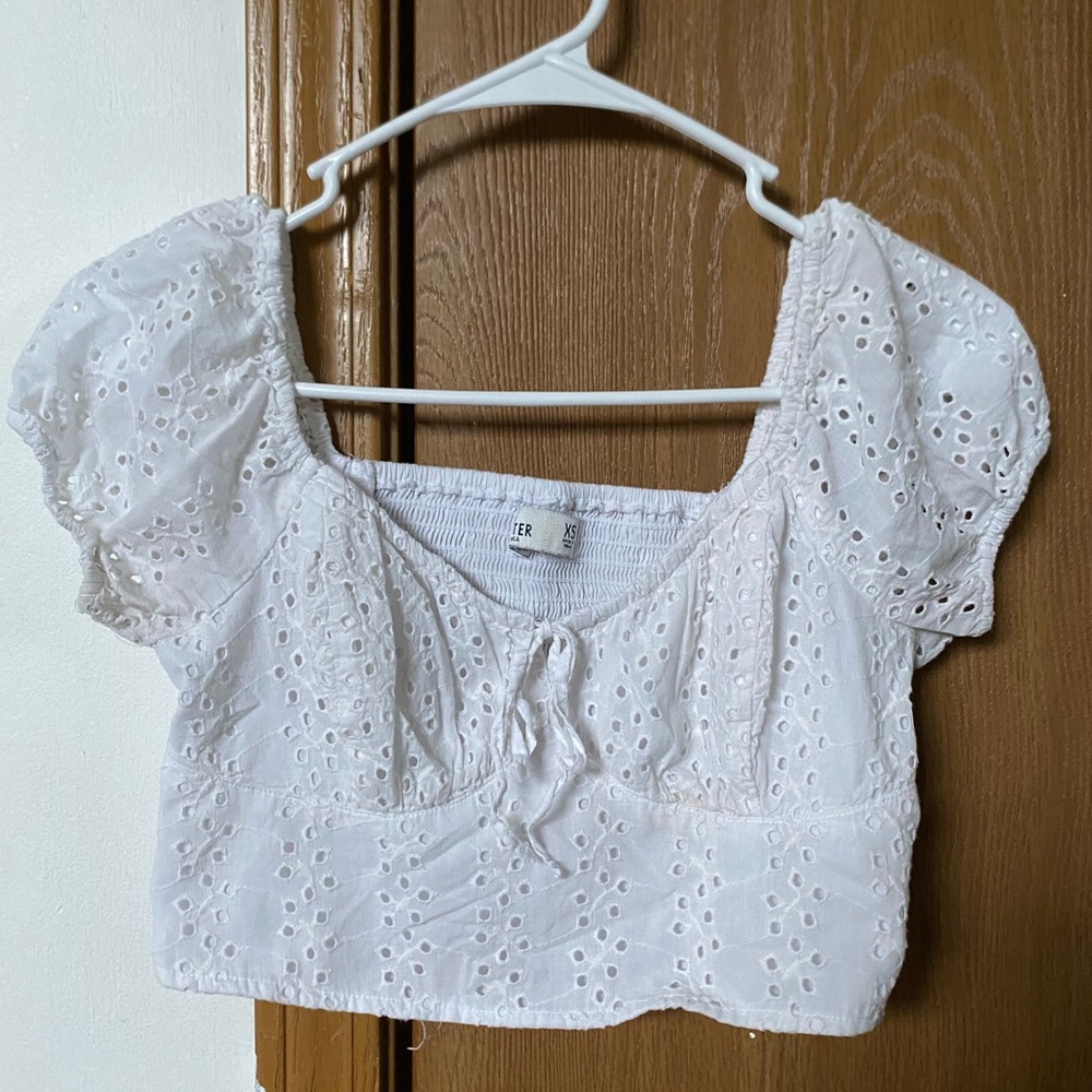 White Eyelet Crop Top